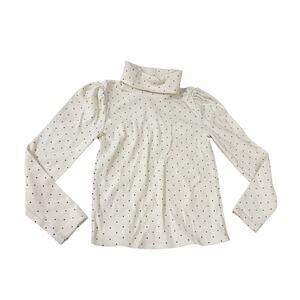 GAP Kids Ivory Polka Dot‎ Turtleneck Top Puff Sleeves Girls Size Medium